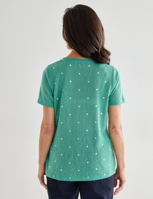 Ella J Spot Foil Print Short Sleeve Tee, Green product photo View 02 L