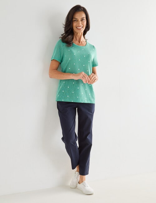 Ella J Spot Foil Print Short Sleeve Tee, Green product photo View 03 L