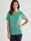 Ella J Spot Foil Print Short Sleeve Tee, Green product photo View 04 S