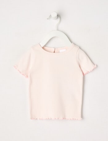 Teeny Weeny Short Sleeve Play Time Ribbed Tee, Petal Pink product photo