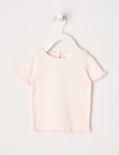 Teeny Weeny Short Sleeve Play Time Ribbed Tee, Petal Pink product photo