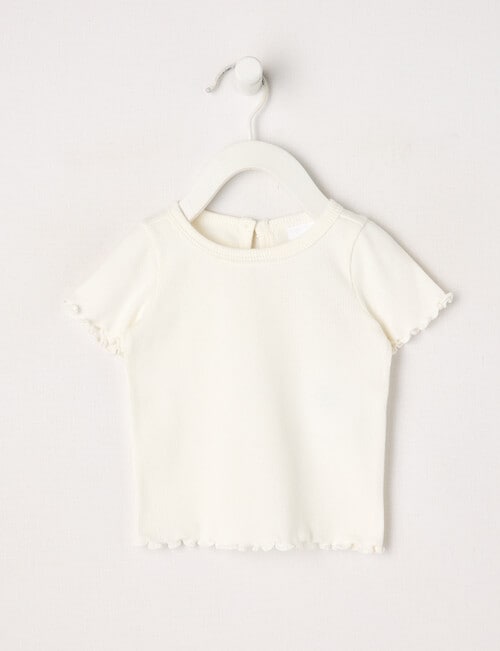 Teeny Weeny Short Sleeve Play Time Ribbed Tee, White product photo