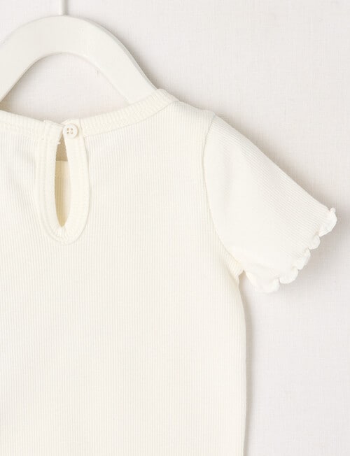 Teeny Weeny Short Sleeve Play Time Ribbed Tee, White product photo View 02 L