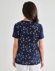 Ella J Swallow Foil Print Short Sleeve Tee, Navy product photo View 02 S