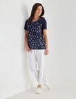 Ella J Swallow Foil Print Short Sleeve Tee, Navy product photo View 03 S