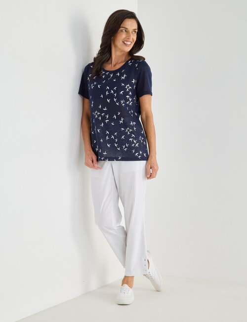 Ella J Swallow Foil Print Short Sleeve Tee, Navy product photo View 03 L