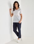Ella J Stripe Foil Print Short Sleeve Tee, White product photo View 03 S