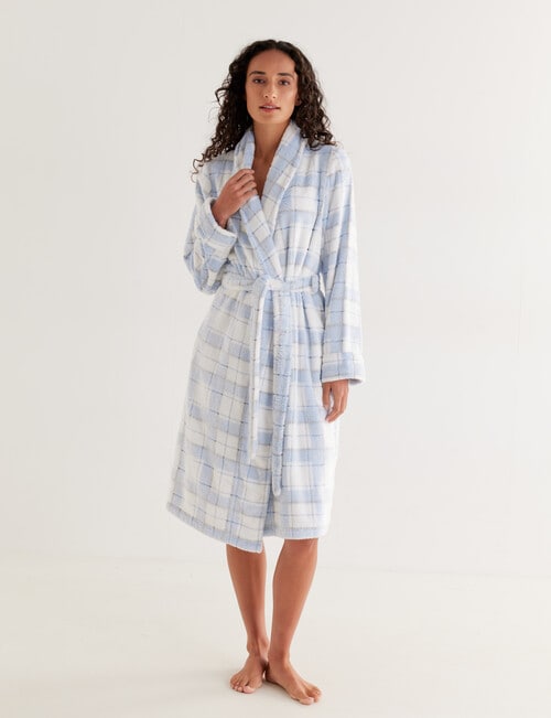 Zest Sleep Check Robe, 8-22, Light Blue product photo View 03 L
