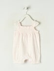 Teeny Weeny Embroidered Anglaise Woven Romper, Petal Pink product photo