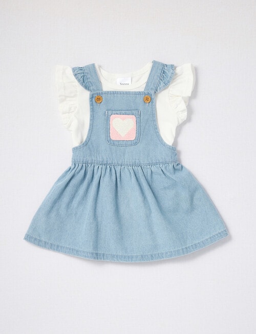 Teeny Weeny Denim Pinny & Tee Set, 2-Piece, Blue product photo