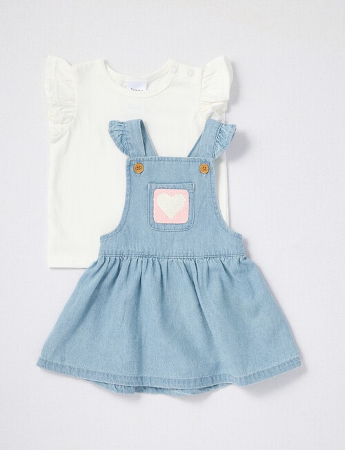 Teeny Weeny Denim Pinny & Tee Set, 2-Piece, Blue product photo View 02 L
