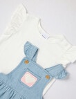 Teeny Weeny Denim Pinny & Tee Set, 2-Piece, Blue product photo View 03 S