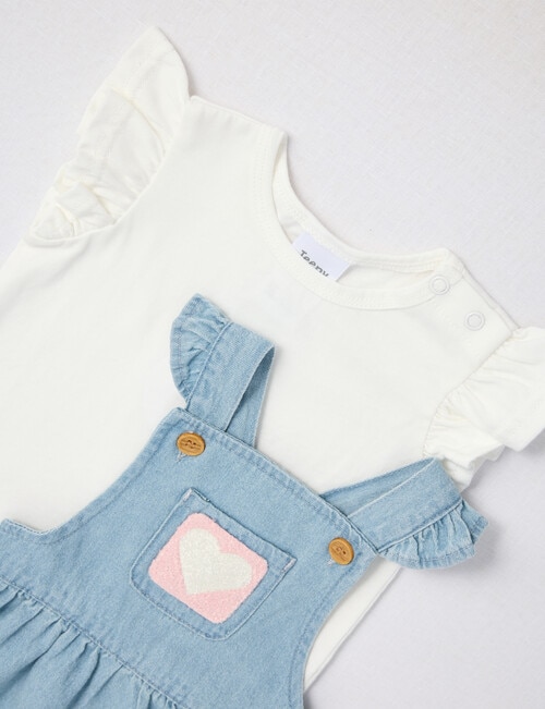 Teeny Weeny Denim Pinny & Tee Set, 2-Piece, Blue product photo View 03 L