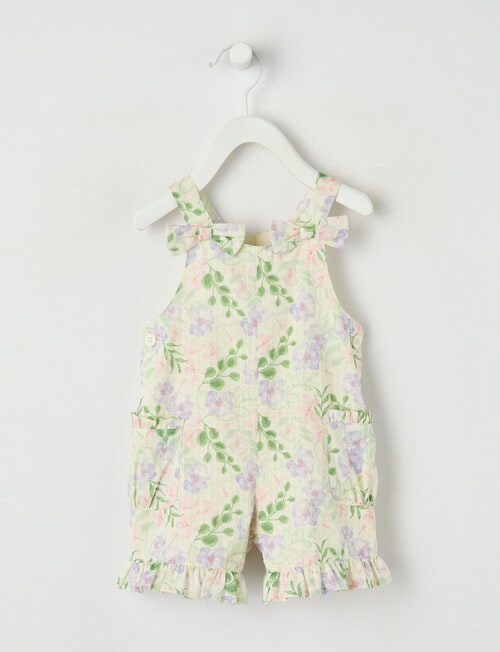 Teeny Weeny Violet Flower Woven Short All in One, Green product photo