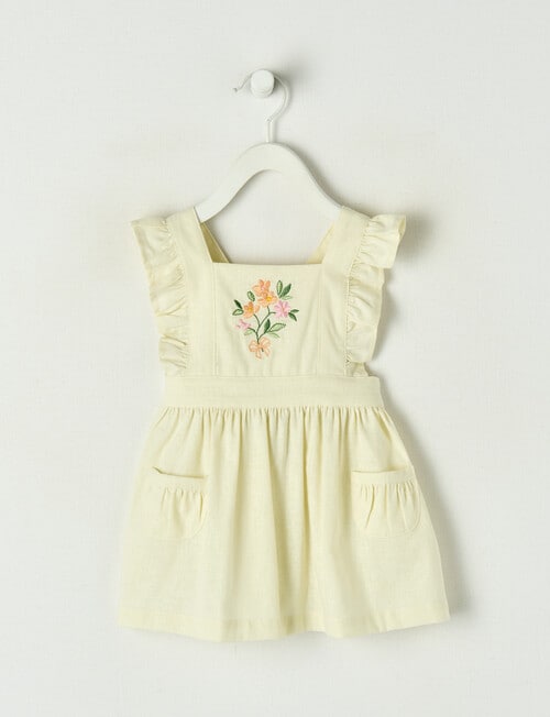 Teeny Weeny Linen Blend Flower Pinny, Natural product photo