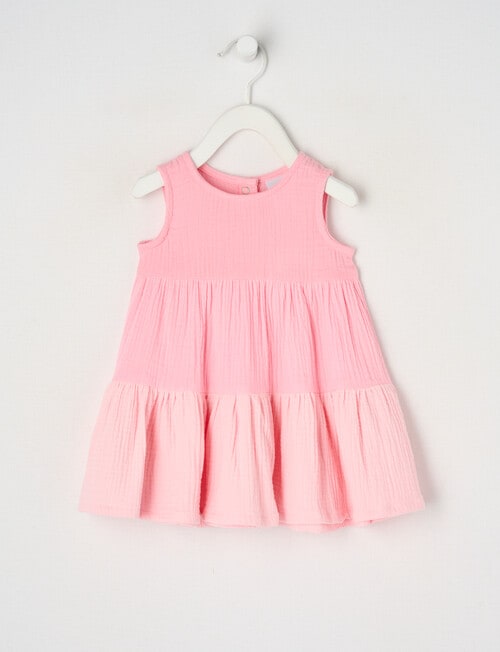 Teeny Weeny Cheese Cloth Tiered Dress, Pink product photo
