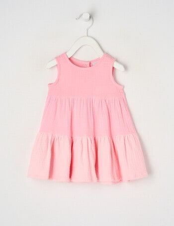 Teeny Weeny Cheese Cloth Tiered Dress, Pink product photo