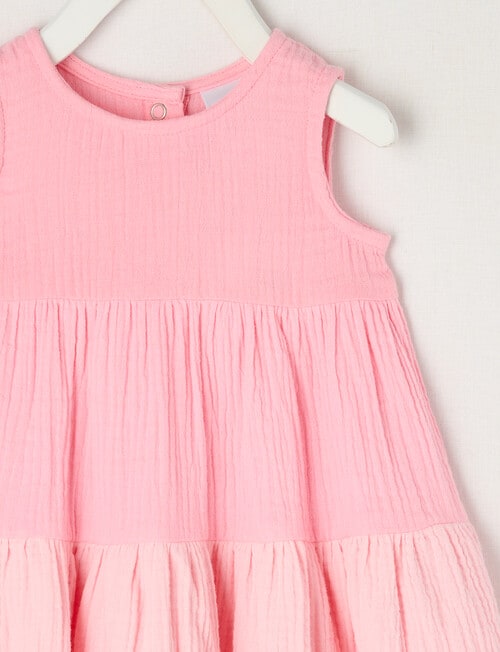 Teeny Weeny Cheese Cloth Tiered Dress, Pink product photo View 03 L