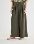 Whistle Basque Waist Wide Leg Crop Pants, Khaki product photo