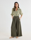 Whistle Basque Waist Wide Leg Crop Pants, Khaki product photo View 03 S