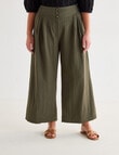 Whistle Basque Waist Wide Leg Crop Pants, Khaki product photo View 12 S