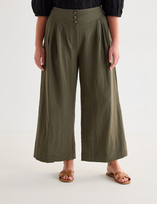 Whistle Basque Waist Wide Leg Crop Pants, Khaki product photo View 12 L