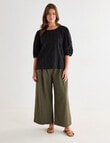 Whistle Basque Waist Wide Leg Crop Pants, Khaki product photo View 13 S