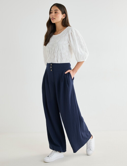 Whistle Basque Waist Wide Leg Crop Pant, Midnight product photo