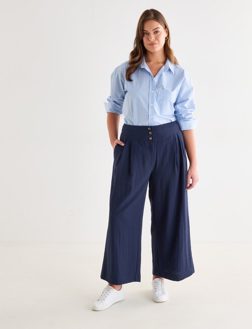 Whistle Basque Waist Wide Leg Crop Pant, Midnight product photo View 13 L