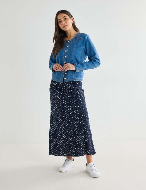 Whistle Denim Crop Jacket, Blue Denim product photo View 03 L