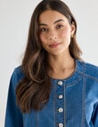 Whistle Denim Crop Jacket, Blue Denim product photo View 04 S