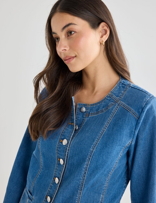 Whistle Denim Crop Jacket, Blue Denim product photo View 07 L