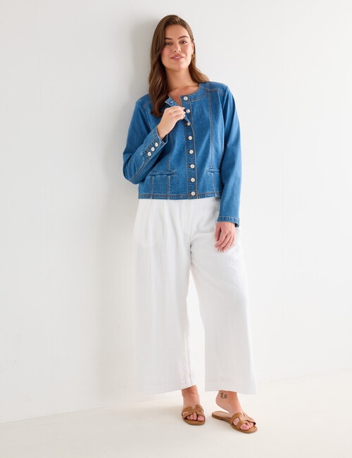 Whistle Denim Crop Jacket, Blue Denim product photo View 13 L