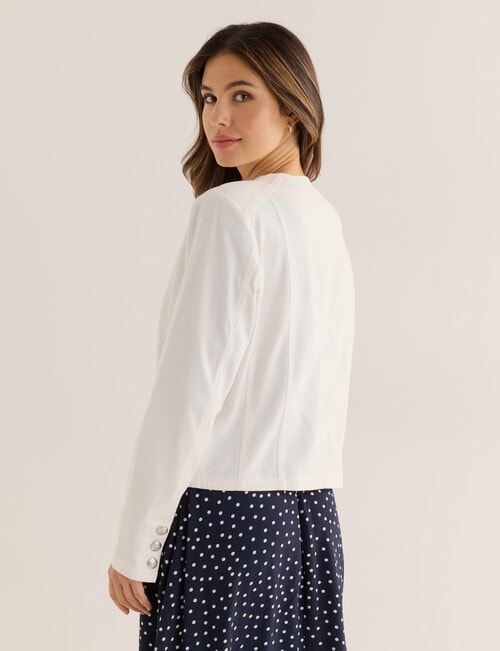 Whistle Denim Crop Jacket, White product photo View 02 L