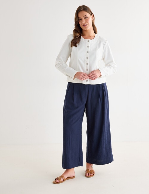 Whistle Denim Crop Jacket, White product photo View 13 L