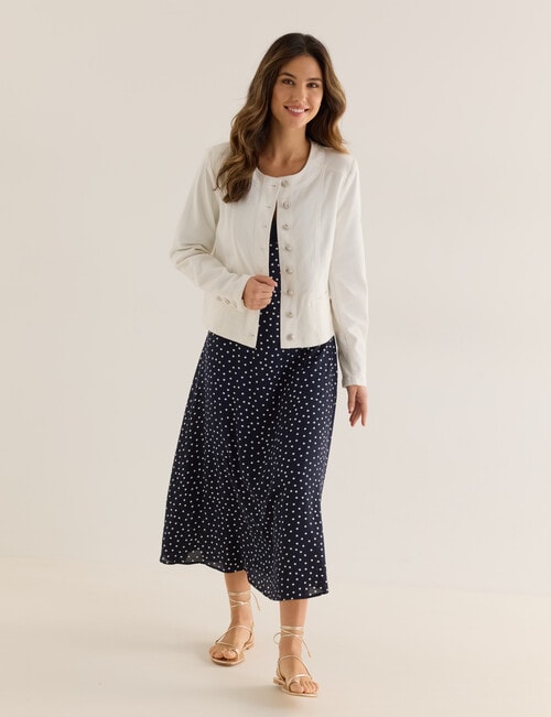 Whistle Denim Crop Jacket, White product photo View 03 L
