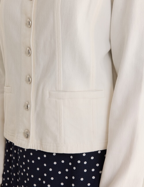 Whistle Denim Crop Jacket, White product photo View 05 L