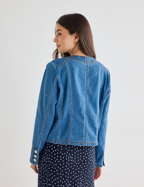 Whistle Denim Crop Jacket, Blue Denim product photo View 02 L