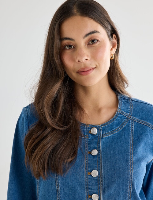 Whistle Denim Crop Jacket, Blue Denim product photo View 04 L