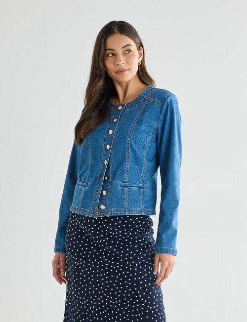 Whistle Denim Crop Jacket, Blue Denim product photo View 05 L