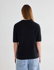 Mineral Mina Short Sleeve Knitwear Shirt, Black product photo View 02 S