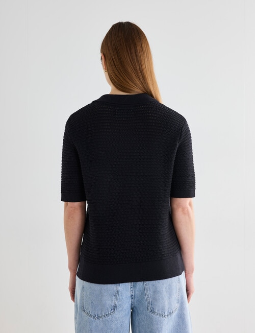 Mineral Mina Short Sleeve Knitwear Shirt, Black product photo View 02 L