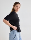 Mineral Mina Short Sleeve Knitwear Shirt, Black product photo View 05 S