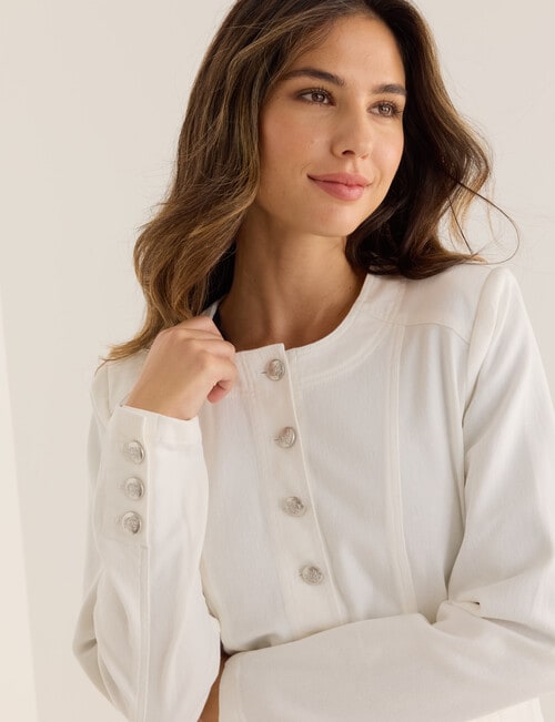 Whistle Denim Crop Jacket, White product photo View 04 L