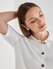 Mineral Mina Short Sleeve Knitwear Shirt, Cream product photo View 04 S