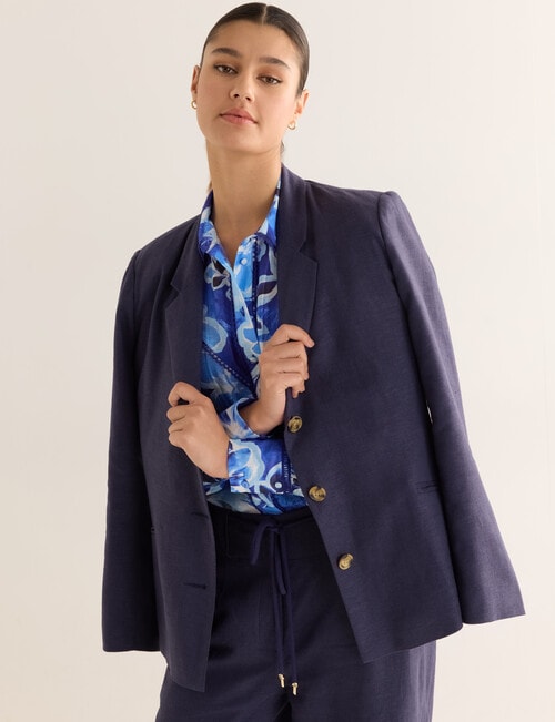 State of play Oriana Linen Blend Blazer, Deep Blue product photo