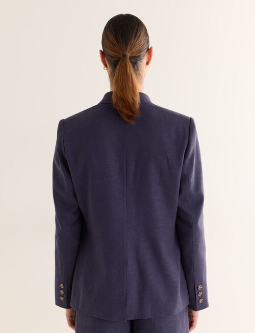 State of play Oriana Linen Blend Blazer, Deep Blue product photo View 02 L
