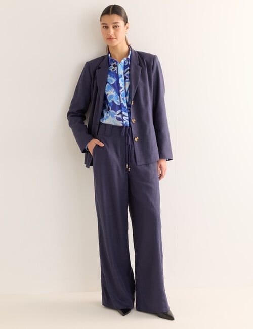 State of play Oriana Linen Blend Blazer, Deep Blue product photo View 03 L