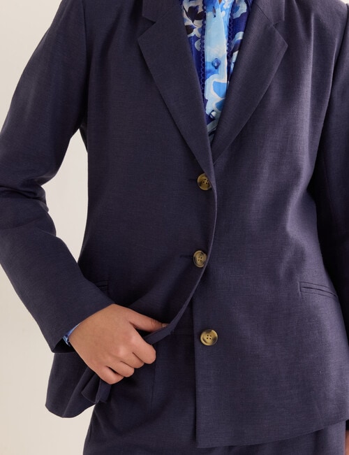 State of play Oriana Linen Blend Blazer, Deep Blue product photo View 06 L