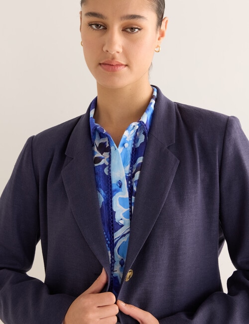 State of play Oriana Linen Blend Blazer, Deep Blue product photo View 07 L